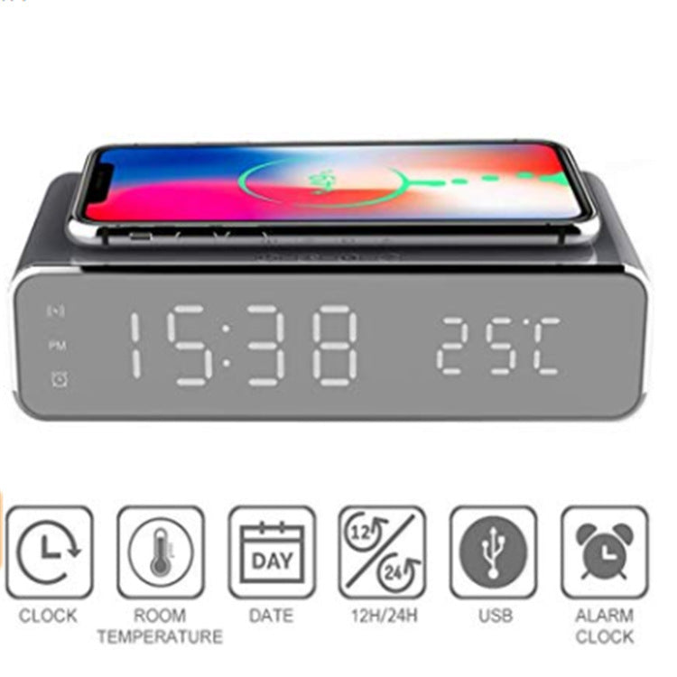 Wireless Charging Time Display Alarm Clock Thermometer