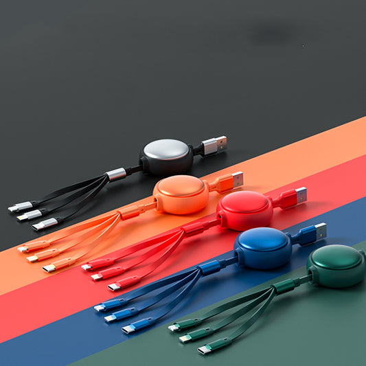 3 In 1 USB Cable Micro USB Type C Retractable 2.4A Charger