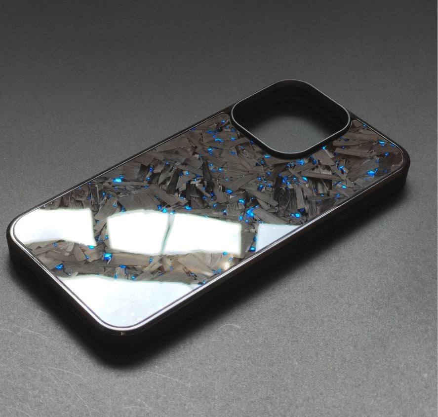 Carbon Fiber Anti Drop Case Blue Gold Splicing IPhone 16 15