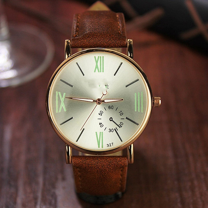 Roman Scale Waterproof Luminous Men’s Watch – Black/Brown Strap Color Options