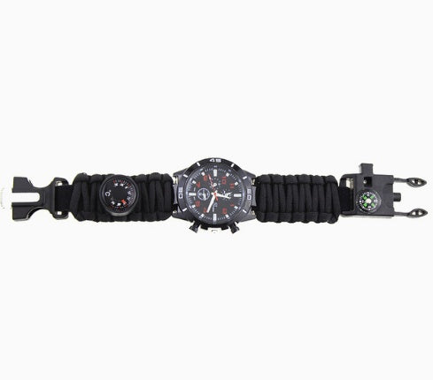 6-in-1 Tactical Survival Bracelet Paracord Compass Whistle Fire Starter EDC