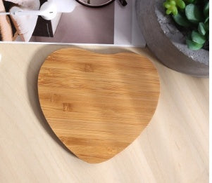 Natural Heart Shape Bamboo Wireless Charging Pad For Phones