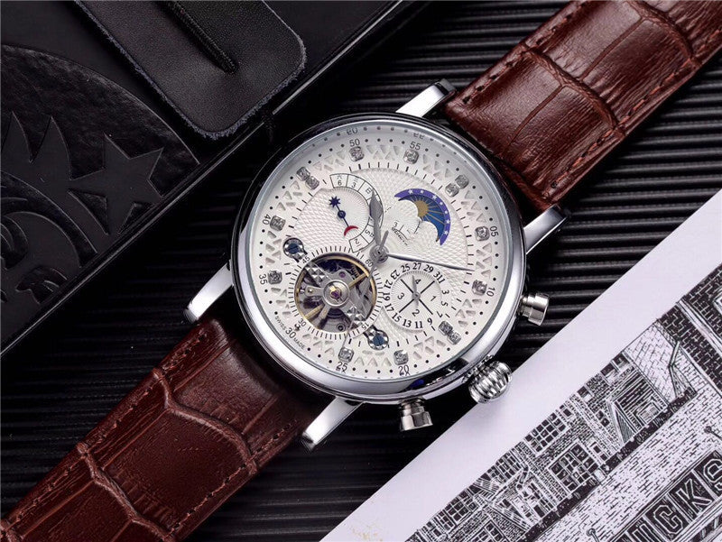 Men’s Tourbillon Mechanical Watch with Calendar 24 Hour Display Luxury Style