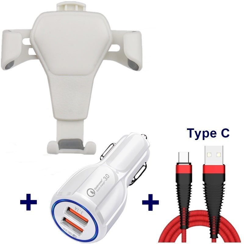 Leather Grain Gravity Mobile Phone Car Holder Black