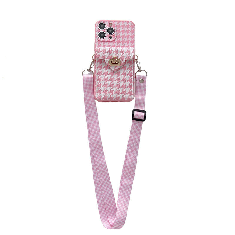 Cross Body Lanyard Phone Case for iPhone Black Pink