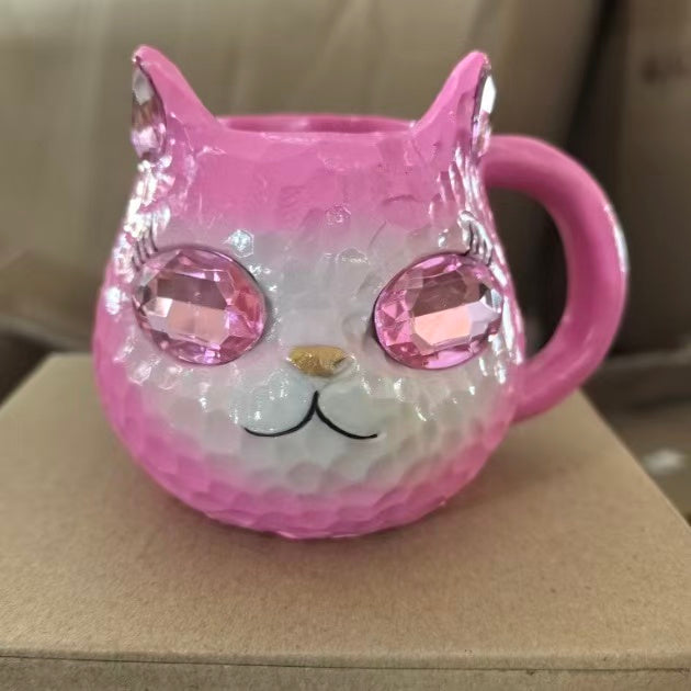 Halloween Geode Crystal Cat Mug Resin Craft Coffee Tea Cup Ornament