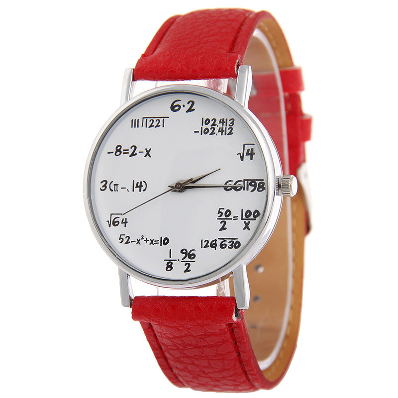 Equation Watch PU Strap Plastic Case Round Dial Colors