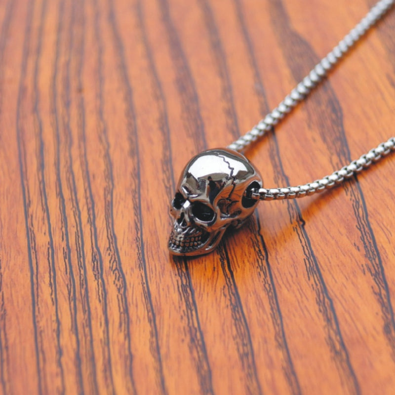 Men’s Titanium Steel Skull Necklace Gothic Punk Jewelry Fashion Pendant Chain