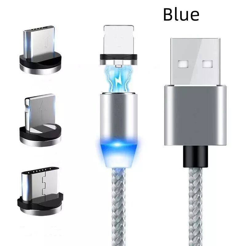 Three-In-One Magnetic Data Cable Micro USB Type-C Charging