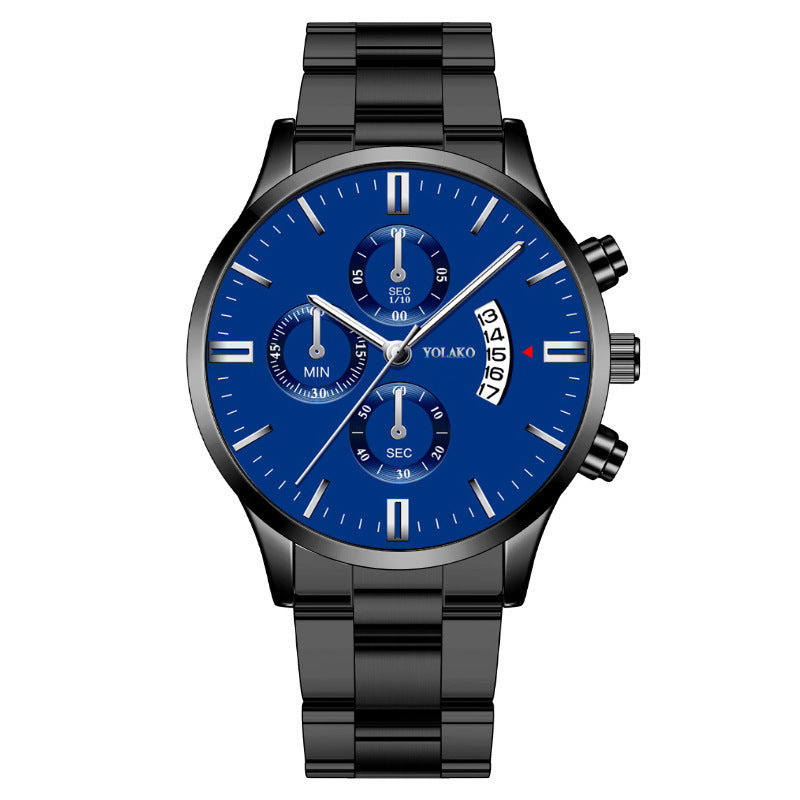 Business Quartz Calendar Mens Watch Three Eyes Six Hands