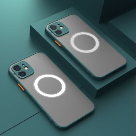 Magnetic Skin Feel Back Case for iPhone 13 PU TPU Cover