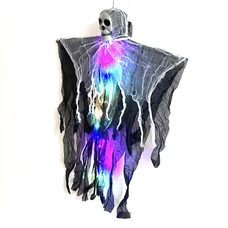 Halloween Hanging Ghost with Skull Spooky Decoration for Haunted House Party