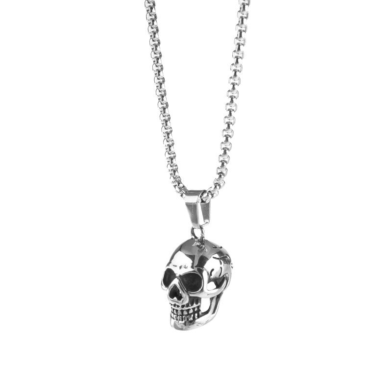 Halloween Skull Necklace Men Punk Style Titanium Steel Pendant Fashion Accessory