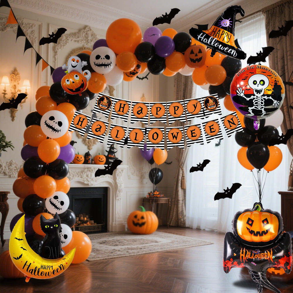 Halloween Hanging Flag Balloon Set Party Decoration Supplies for Home & Event