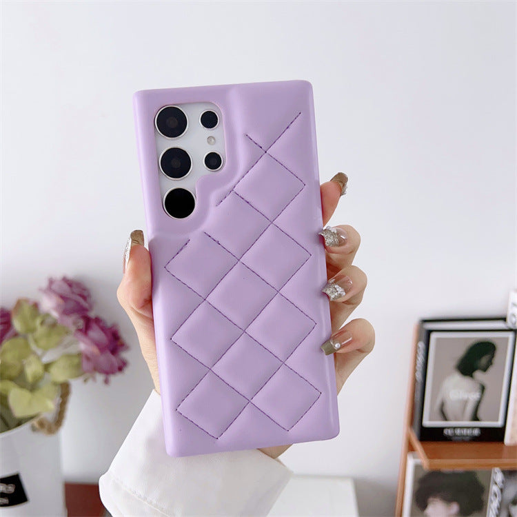 Diamond Plaid Leather Phone Case Protective Cover Ins Style