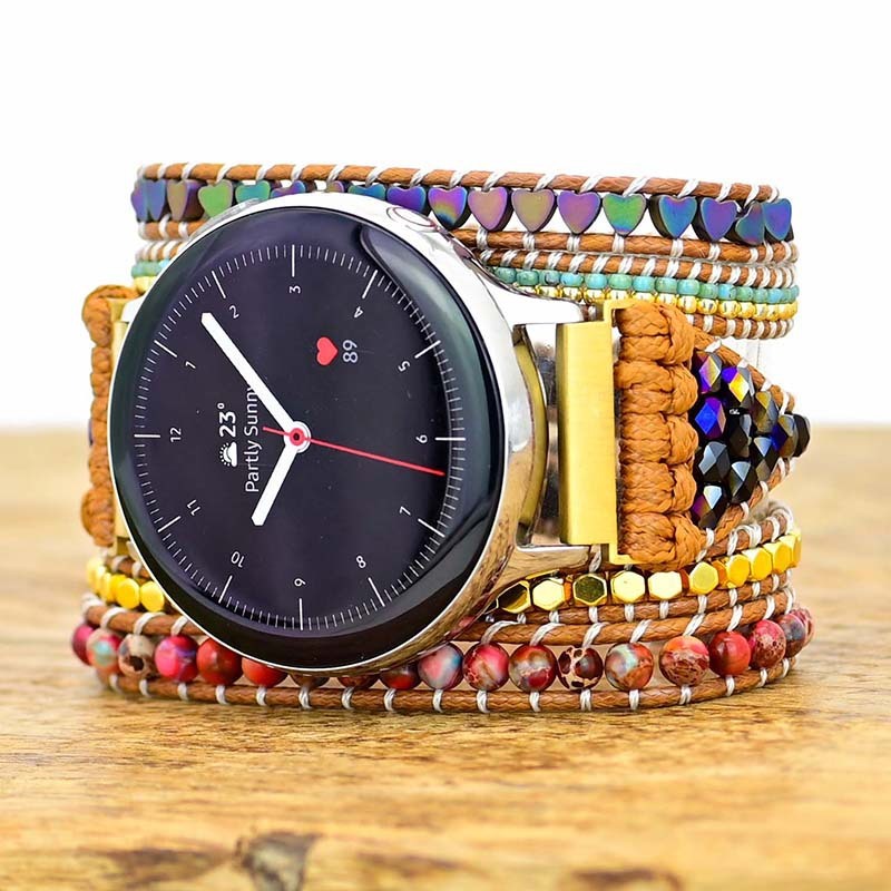 Love Black Gallstone Emperor Stone Rice Bead Watch Strap