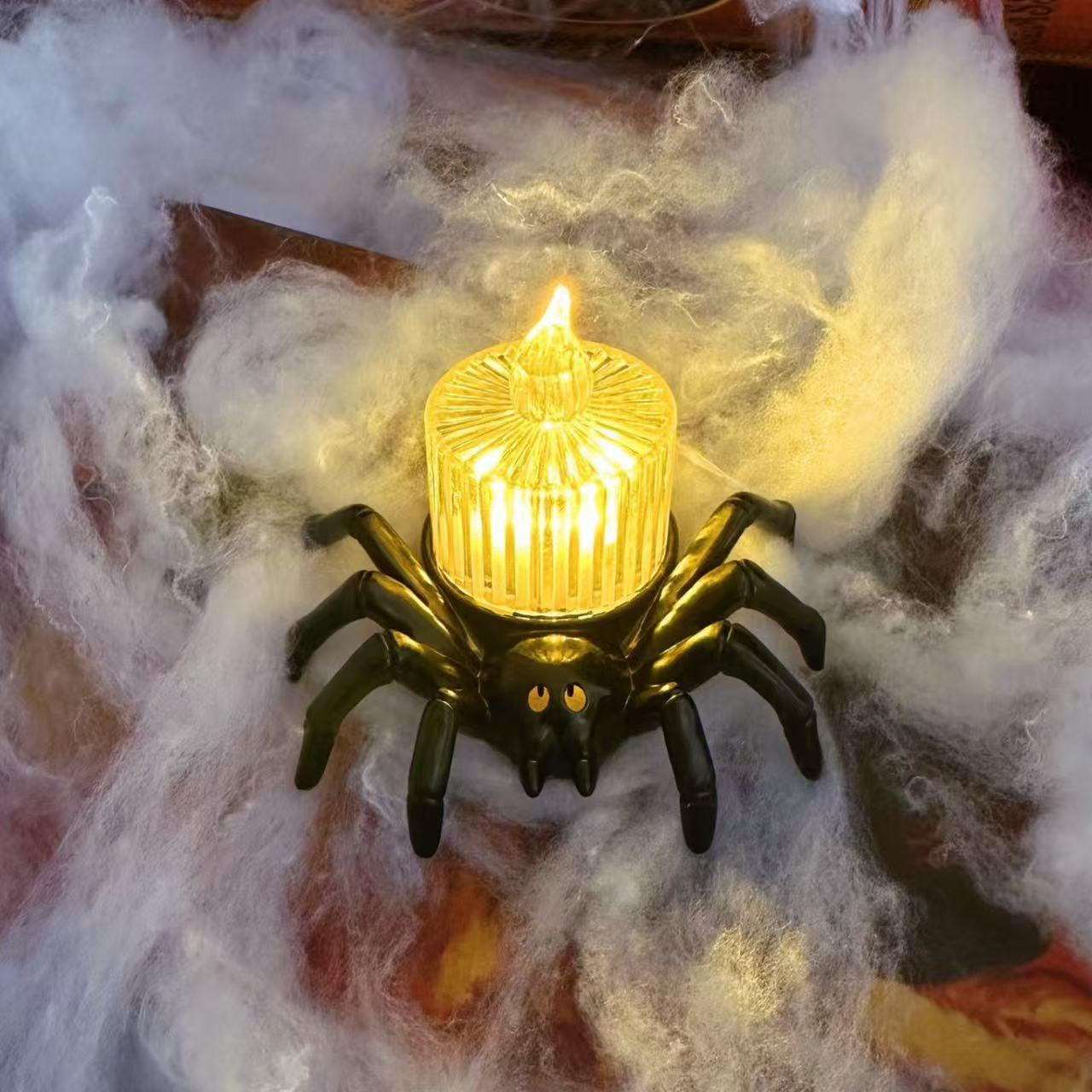 Halloween Pumpkin Spider Candle Light Spooky Party Decoration Props