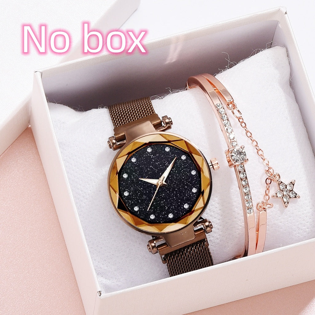 Luxury Women Watch Set With Bracelet Elegant Starry Sky