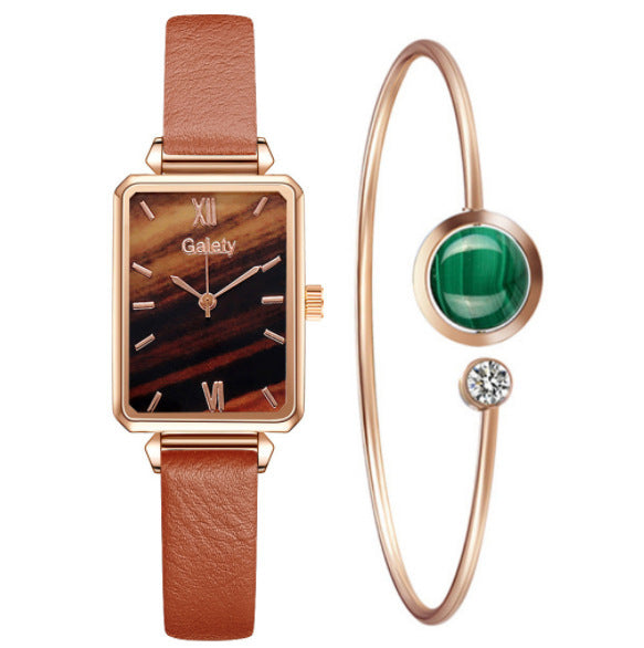 Retro Temperament Square Womens Watch Malachite Green