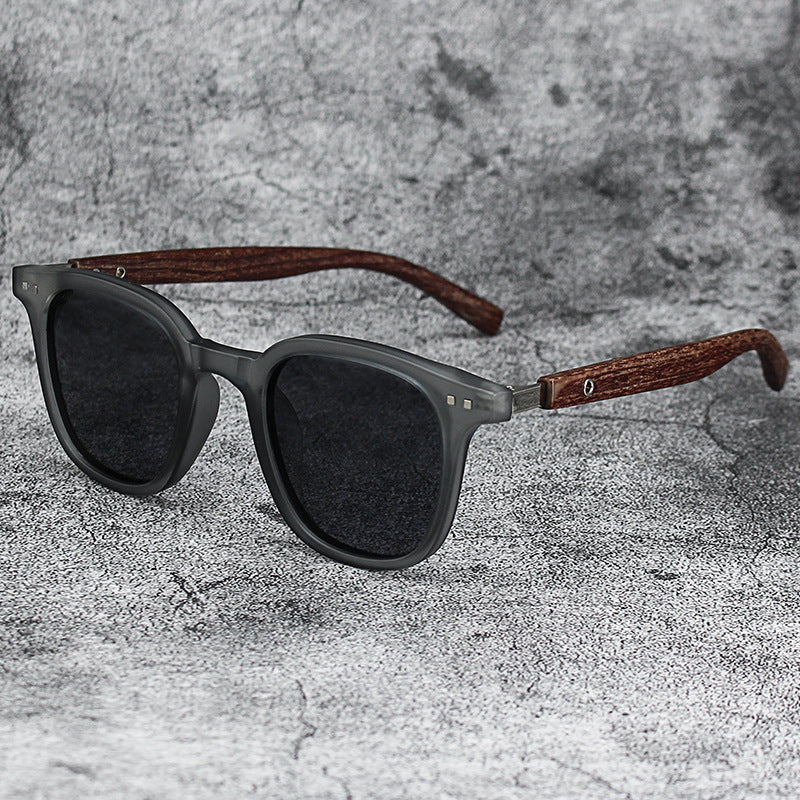 Retro Wood Grain Polarized Sunglasses Men Outdoor UV400 Myopia Frame Shades