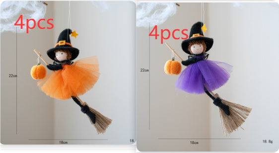 Halloween Broom Girl Angel Pendant Spooky Party Decoration Ornament
