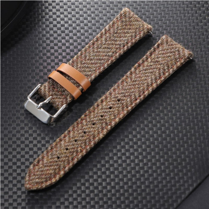 Tweed Leather Strap for Watches – 18-22mm Sizes, Multiple Colors