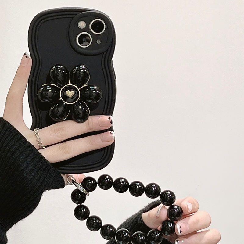 Ladies Temperament Flower Stand Phone Case For iPhone TPU