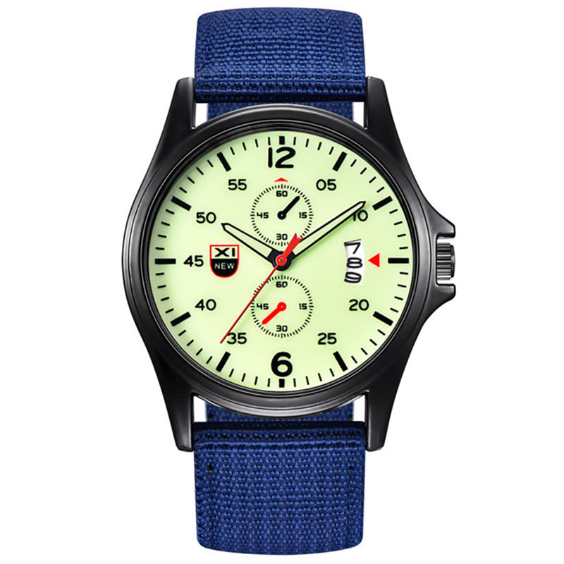 Men’s Army Style Sports Quartz Watch – Nylon Strap Calendar Display Multi-Colors