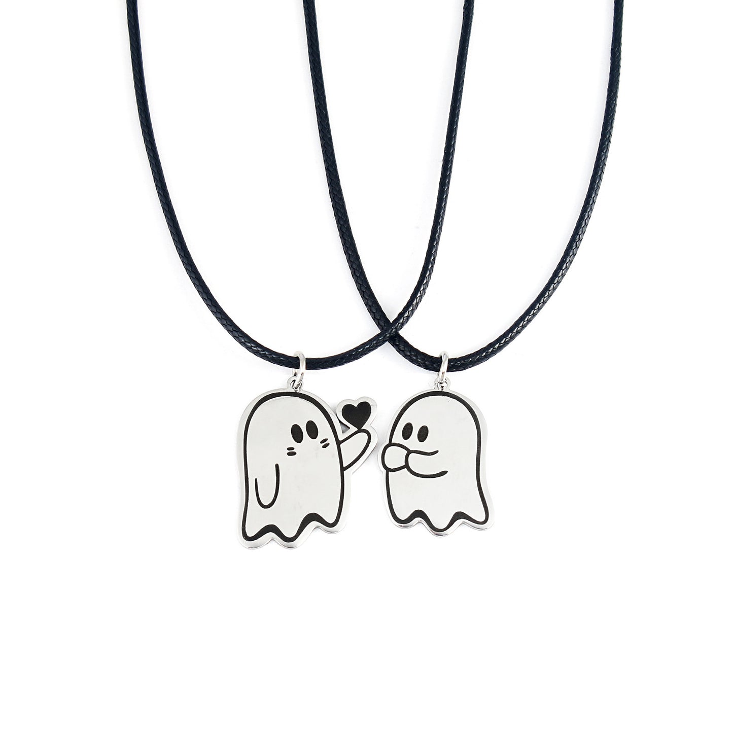 Halloween Ghost Couple Necklace Cute Love Pendant Jewelry for Men Women Accessory