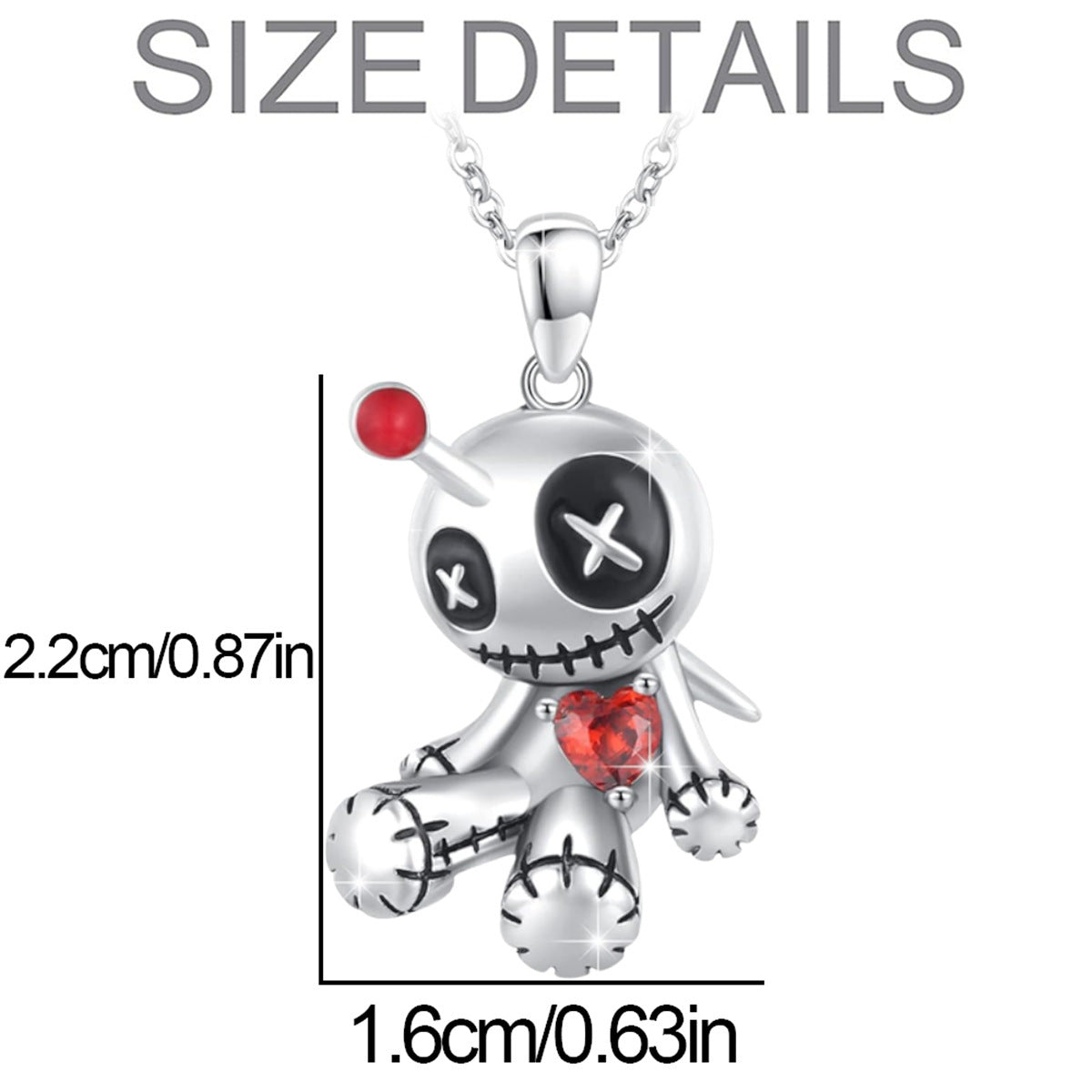 Halloween Voodoo Doll Necklace Cartoon Red Heart Pendant Clavicle Fashion Jewelry