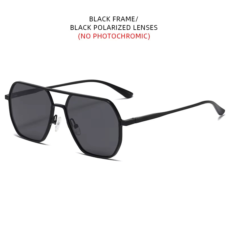 Luxury Metal Photochromic Sunglasses Men Women Fashion Polarized Sun Glasses Stylish Chameleon Anti-Glare Driving Shades UV400