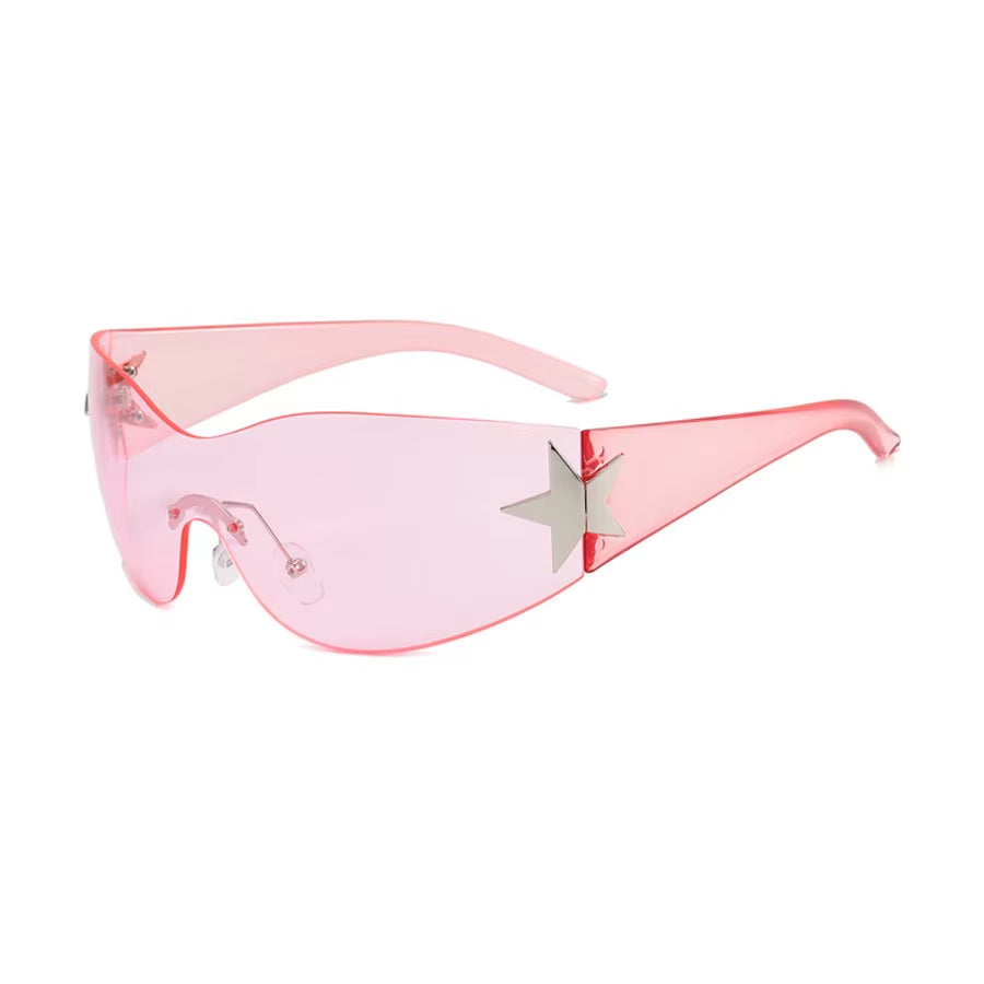 New Women'S Rimless Star Decoration Integrated Y2K Hot Girl Style Hip Hop Fashion Sunglasses Beach Party Glasses Men