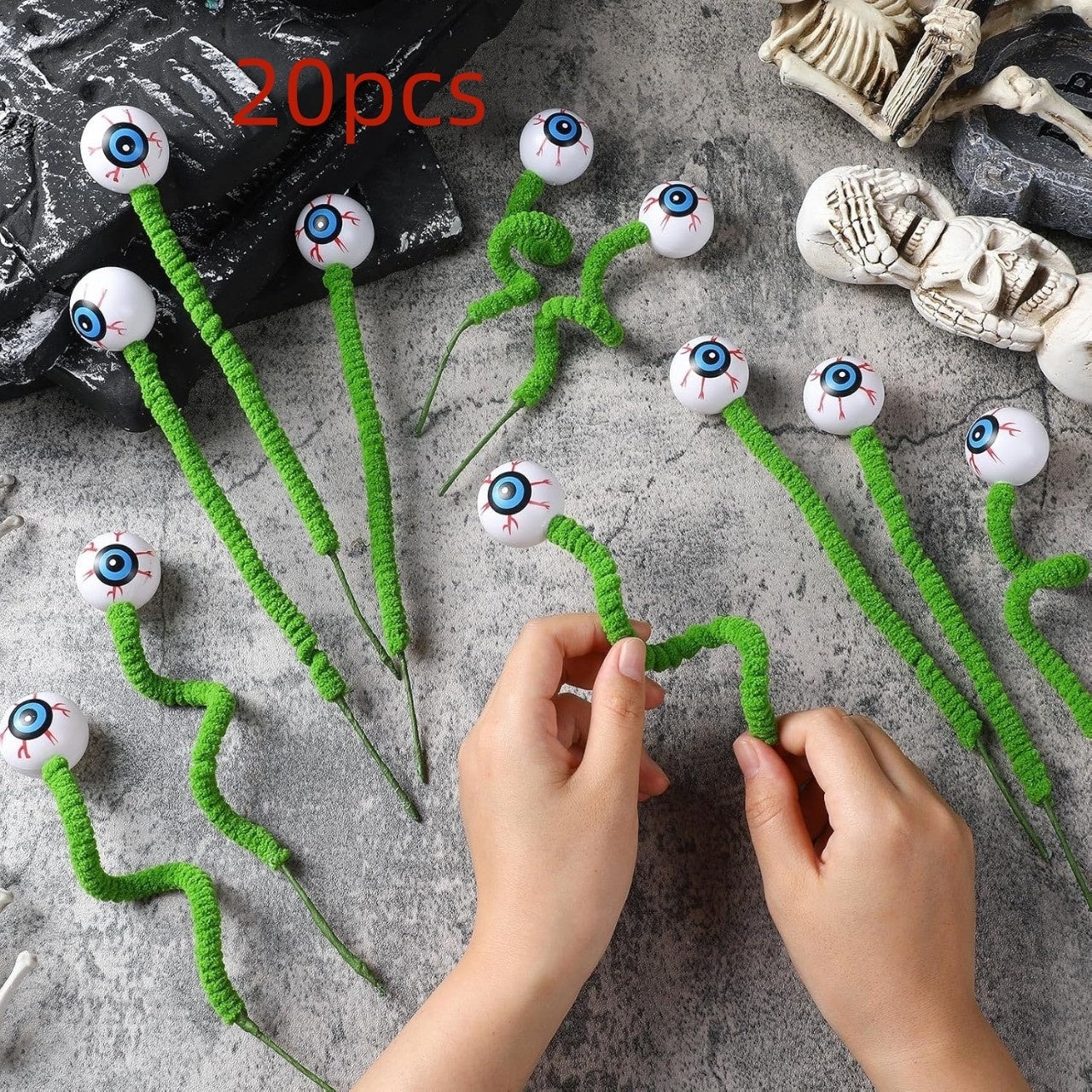 Halloween Eye Beads Twig 40cm Spooky Indoor Decoration for Kids Party Home