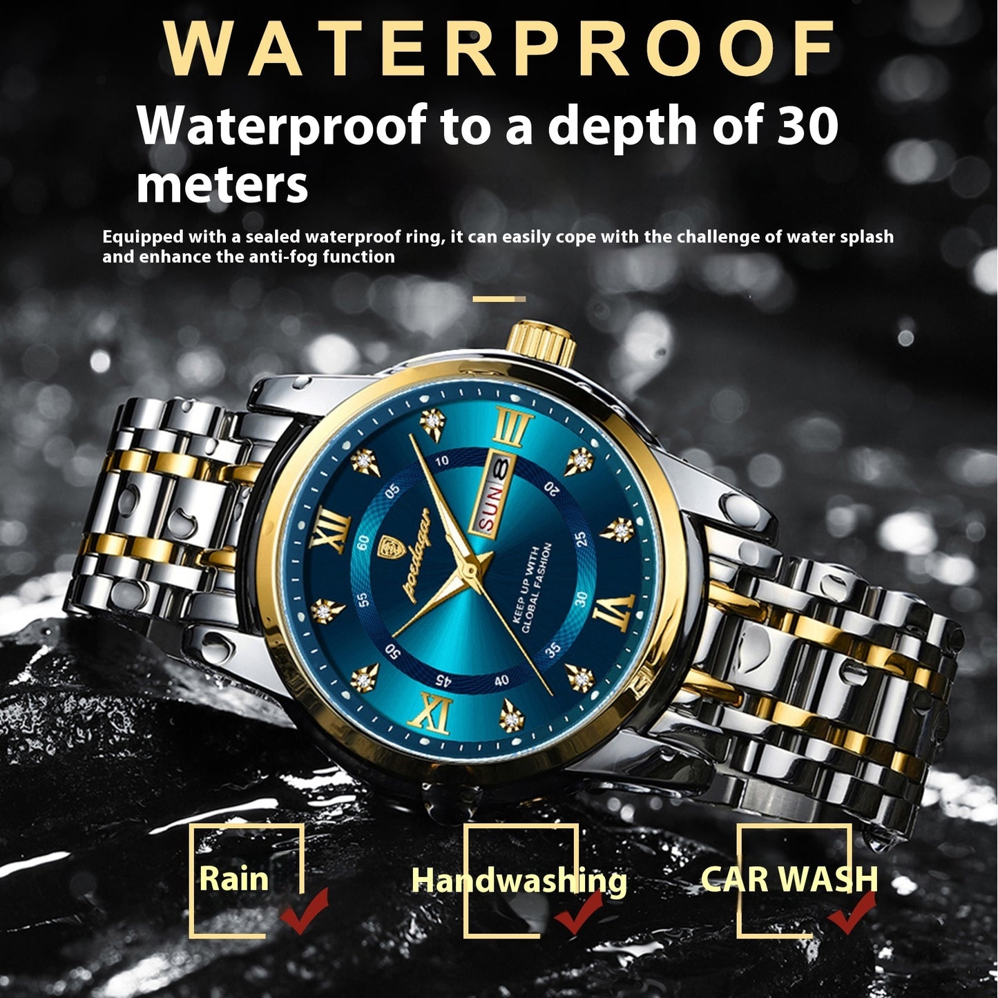 Men’s Quartz Watch Waterproof Luminous Double Calendar Stylish Colors