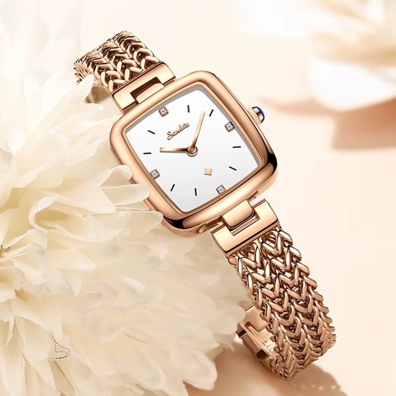 LIGE Women's Luxury Waterproof Quartz Watch - Casual Military Sport Square Timepiece