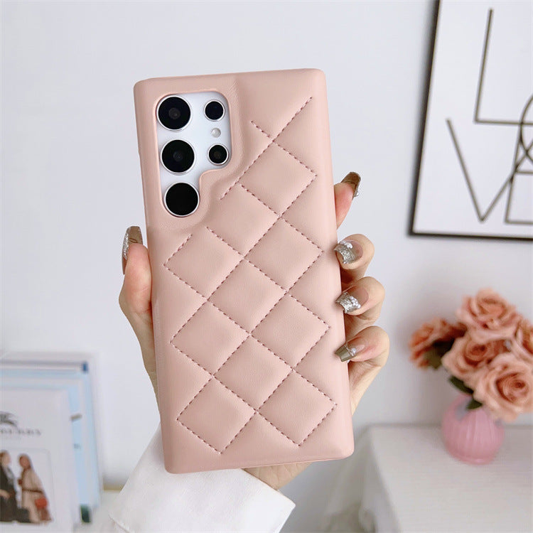 Diamond Plaid Leather Phone Case Protective Cover Ins Style