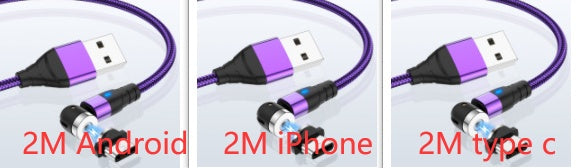Magnetic Data Cable With LED Light for Android iOS Type C