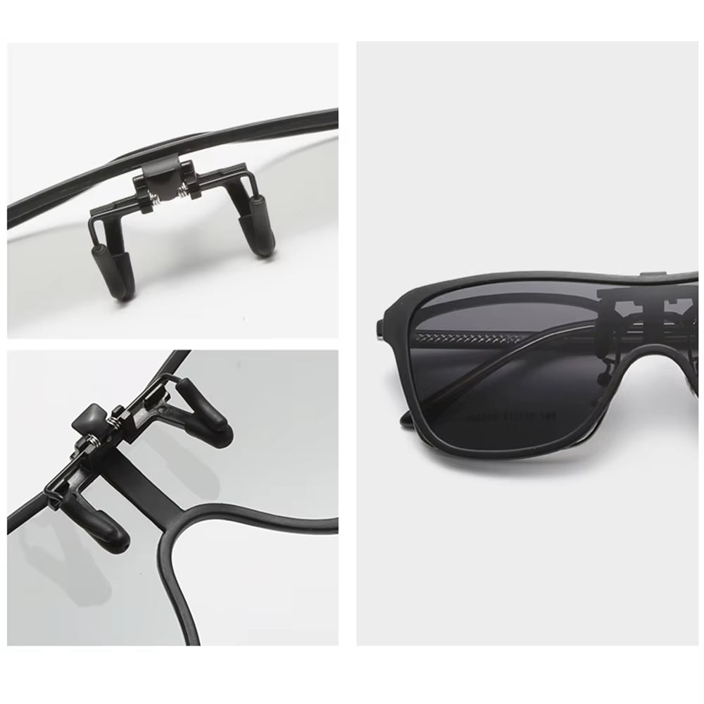 Oversized Polarized Clip-On Sunglasses Flip Up TR90 Free Shipping Includes Case