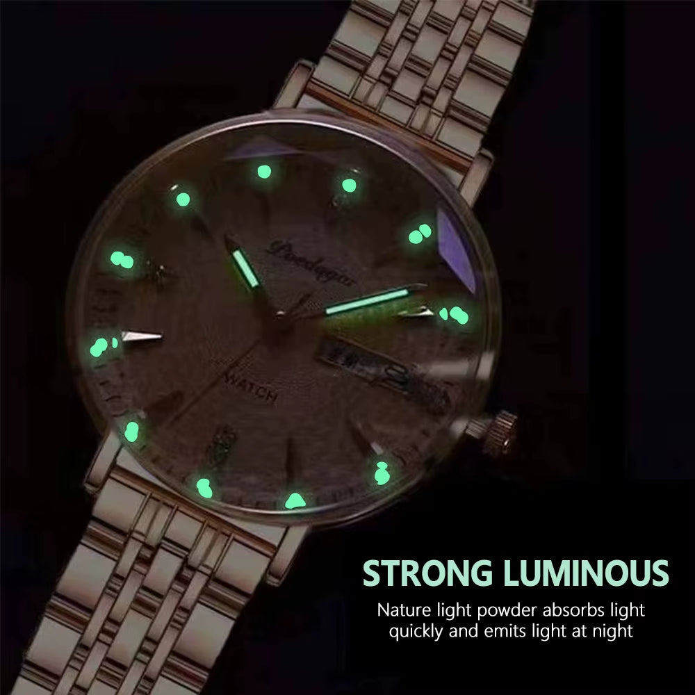 Watch Women New Fashion Luxury Stainless Steel Wristwatch Bracelet Simple Rose Gold Waterproof Luminous Ladies Watches