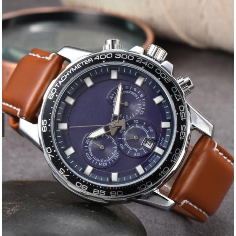 Men’s Day-Date Leather Strap Quartz Watch – Multiple Colors Styles