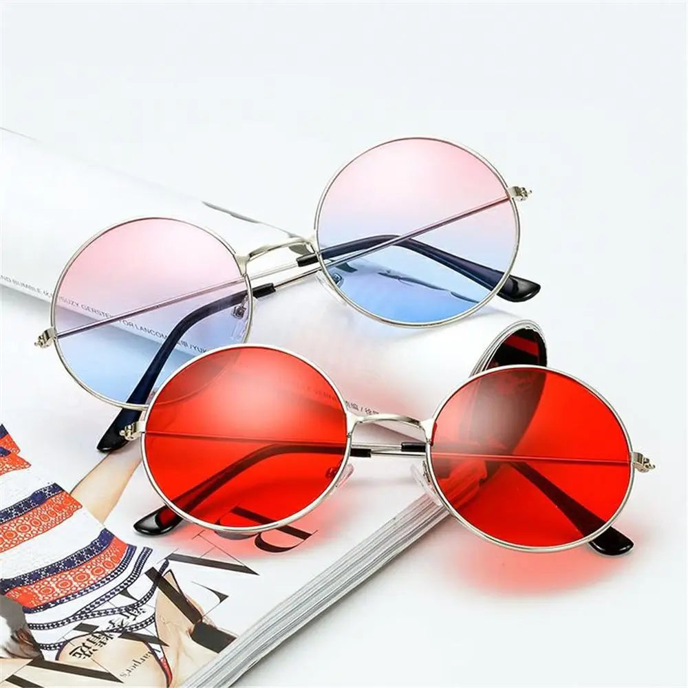Fashion Retro round Hippie Sunglasses for Women Men Trendy Punk Disco Party Glasses Circle Metal UV Protection Sunglasses