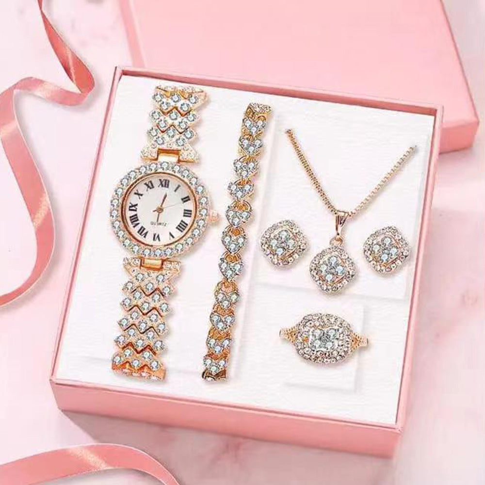 Full Diamond Luxury Bracelet Watch Set For Women Quartz