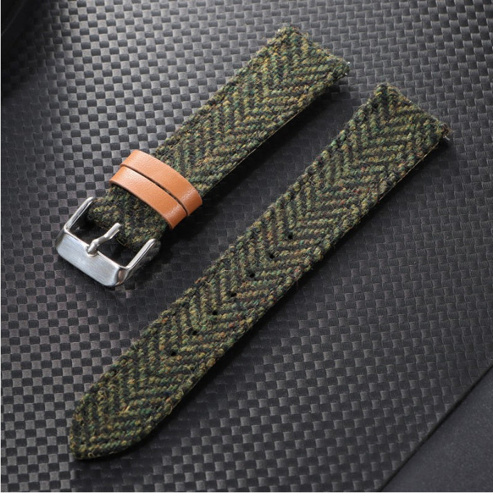Tweed Leather Strap for Watches – 18-22mm Sizes, Multiple Colors