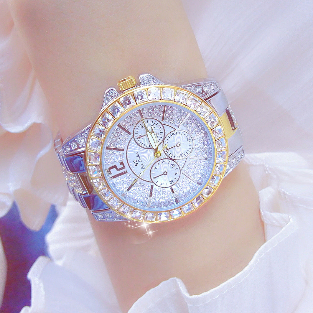 Square Rhinestone Watch For Women Sparkling Dial Hardlex