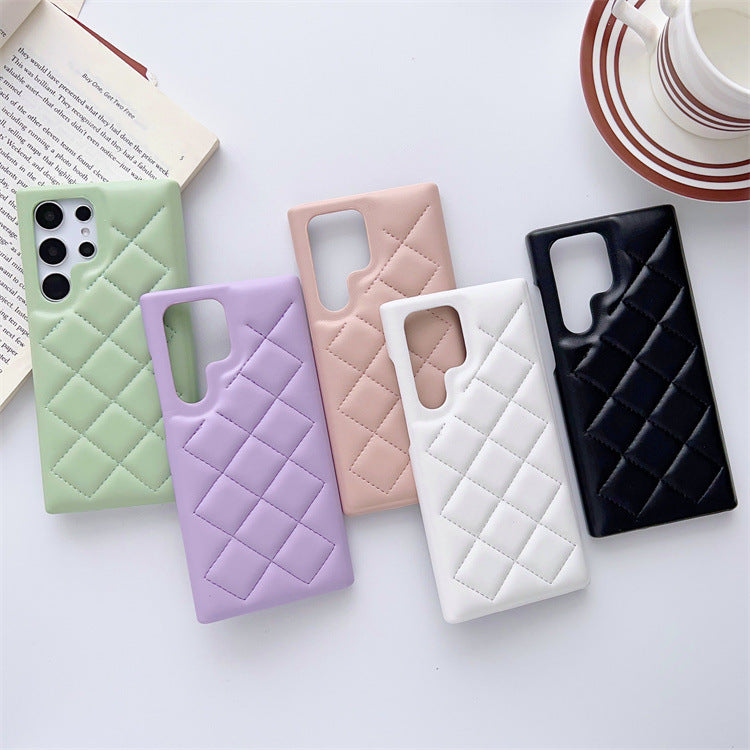 Diamond Plaid Leather Phone Case Protective Cover Ins Style