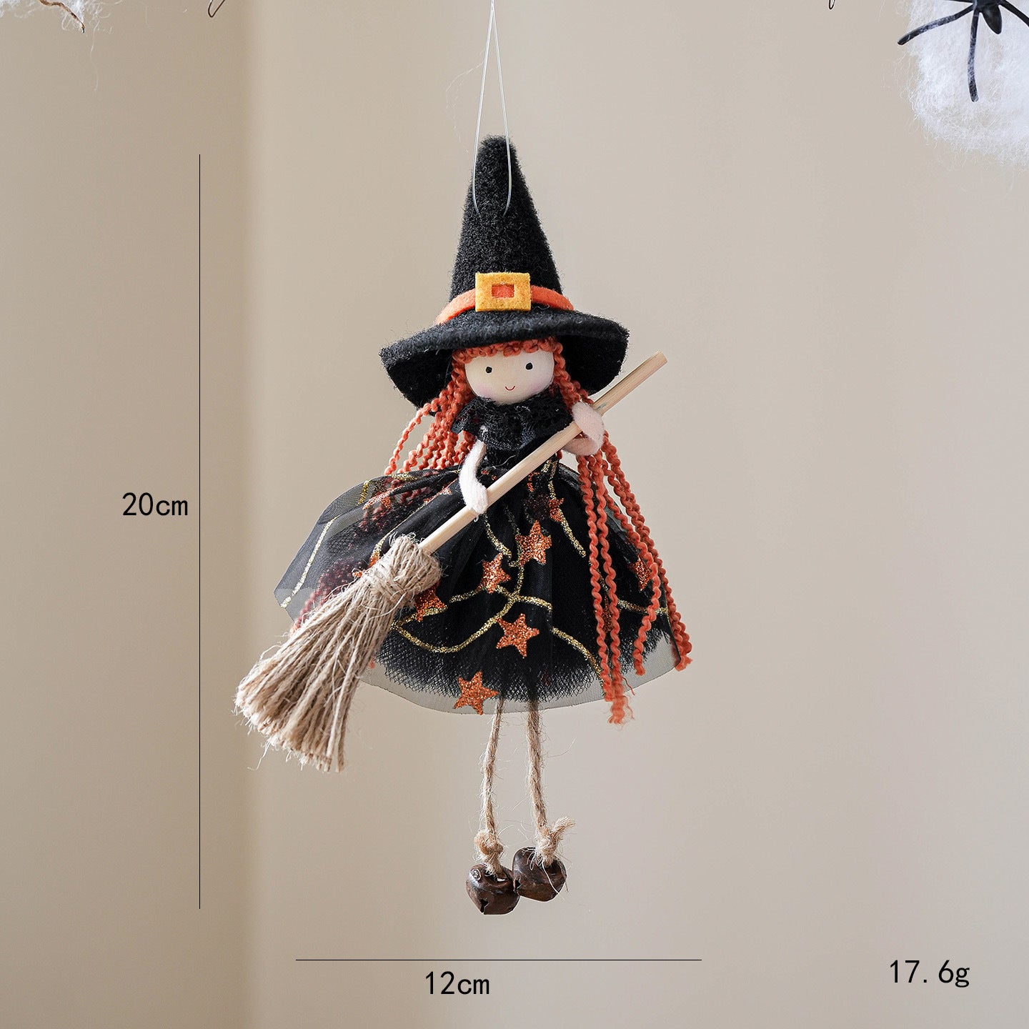 Halloween Mesh Broom Girl Angel Pendant Christmas Tree Hanging Decoration