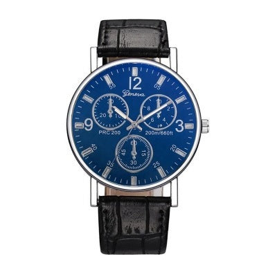 Blue Light Glass Unisex Casual Watch – Decorative Leather Band Fashion Style