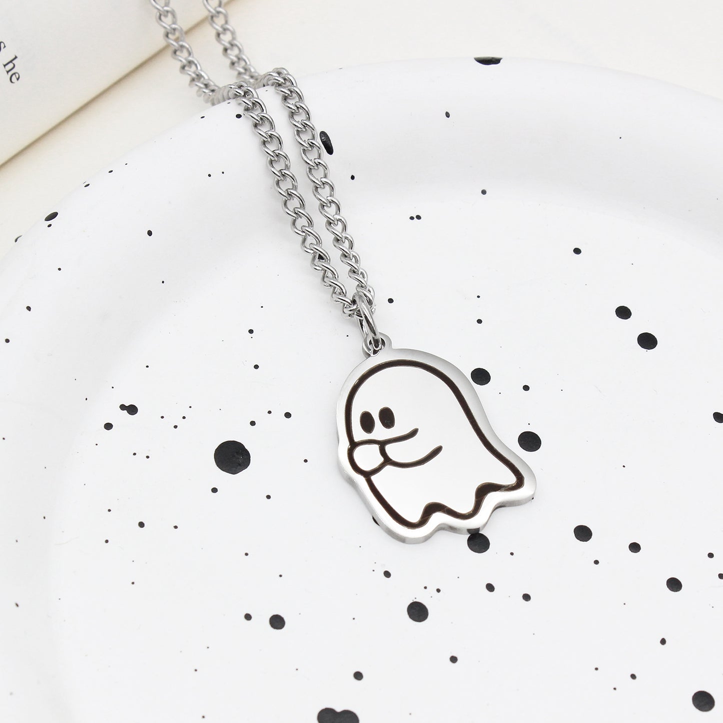 Halloween Ghost Couple Necklace Cute Love Pendant Jewelry for Men Women Accessory