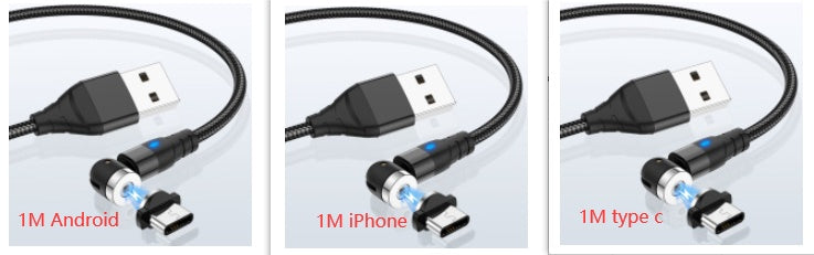Magnetic Data Cable With LED Light for Android iOS Type C
