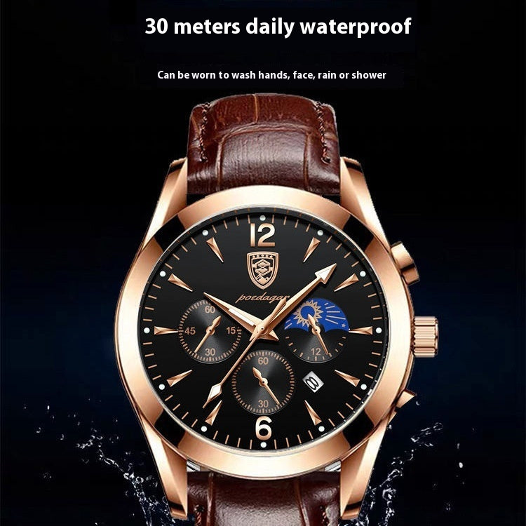 Waterproof Luminous Multifunction Quartz Watch for Men – Steel Belt Options
